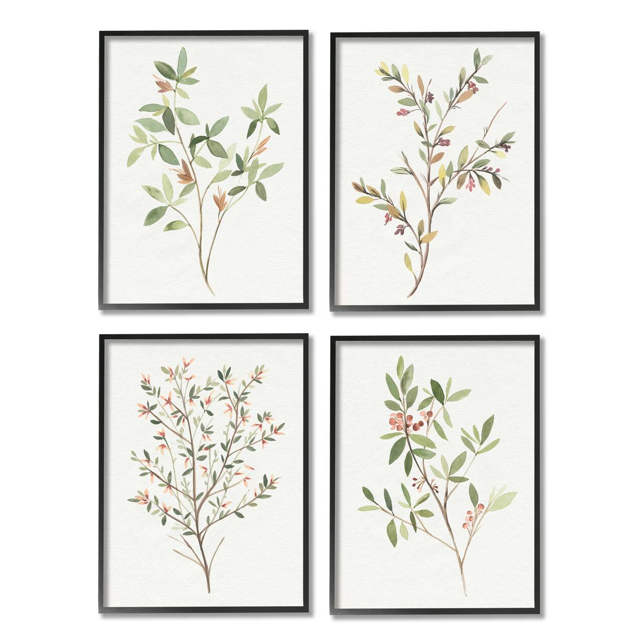 Stupell Industries Soft Farmhouse Botanicals Charming Wild Foliage Plant Illustration Framed Wall Art